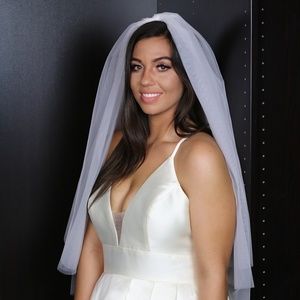 Ivory wedding gown with plunging neckline